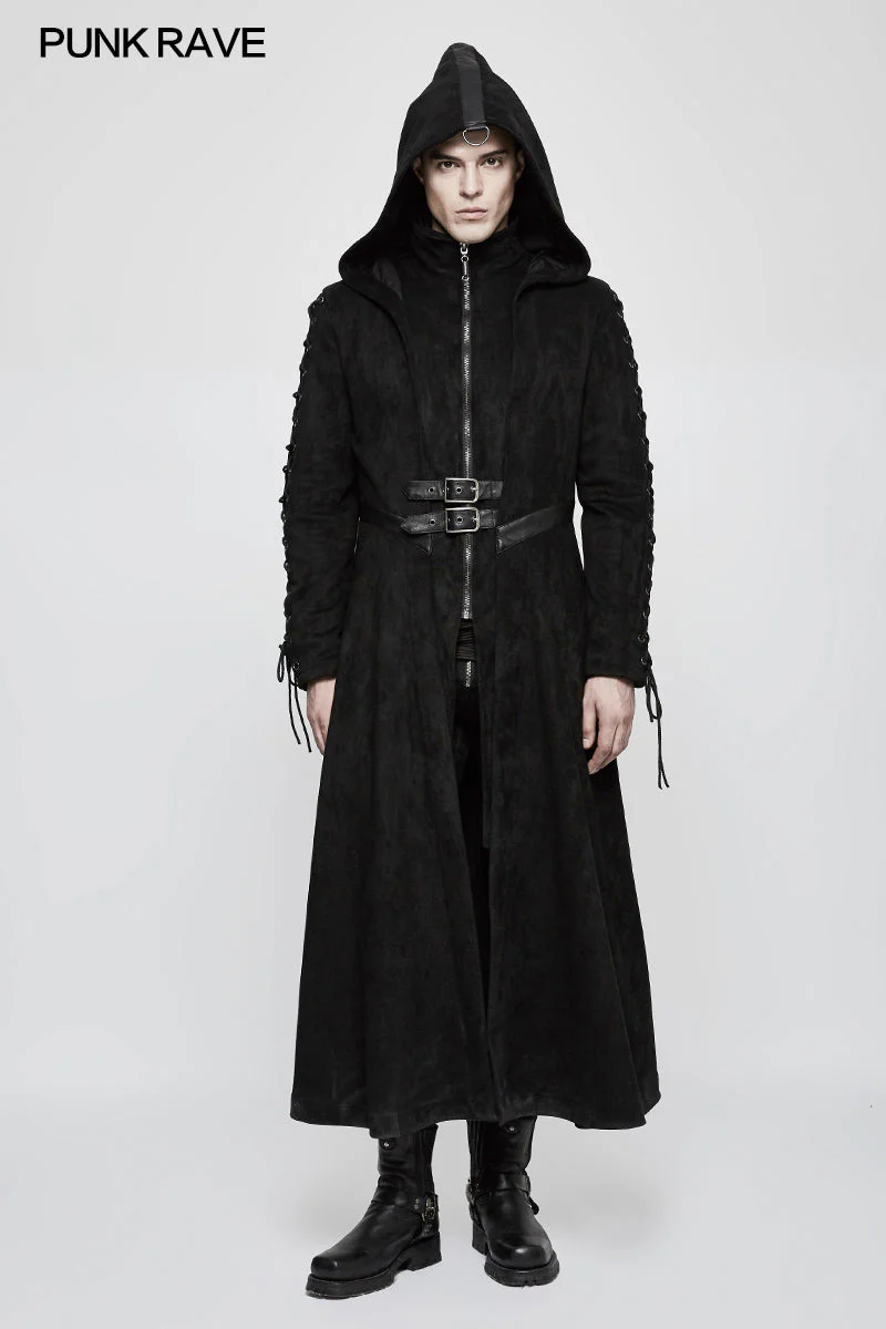 Y-780 Winter Velvet Dark Angel Long Gothic Coat With Large Hat - Image 6