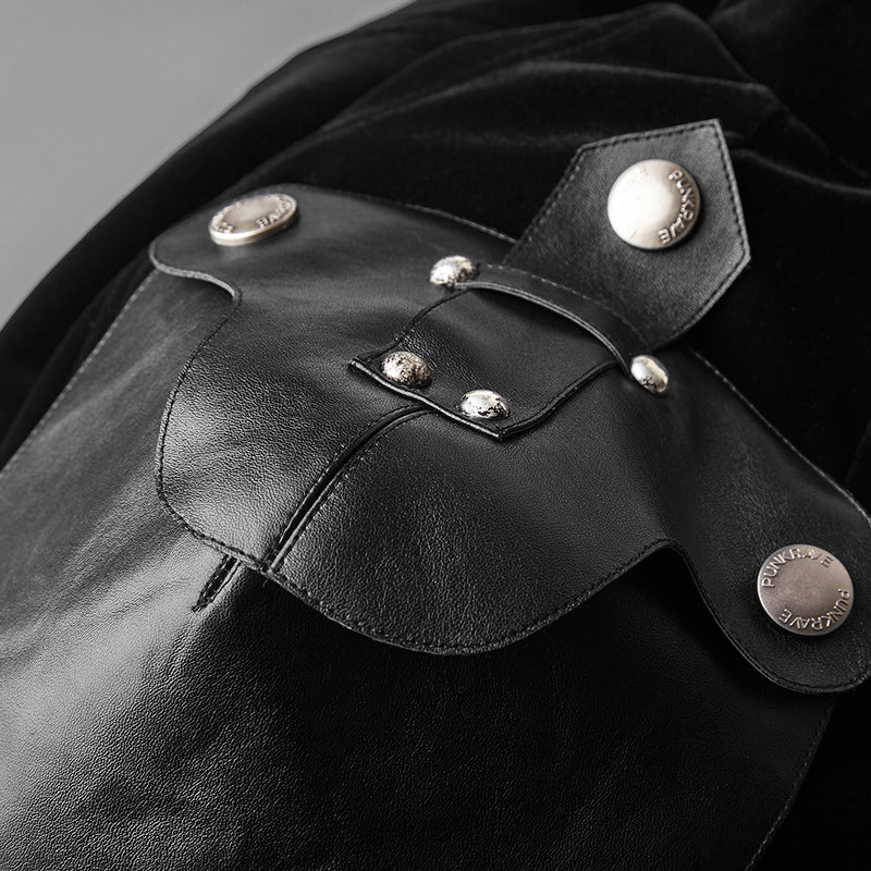 Y-811 Winter Velvet Medium Length Punk Coat Double Breasted Jacket - Image 5