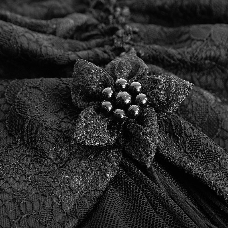 Q-272 Winter Women black Long Lace Fishtail Fashion Gothic Skirt - Image 5