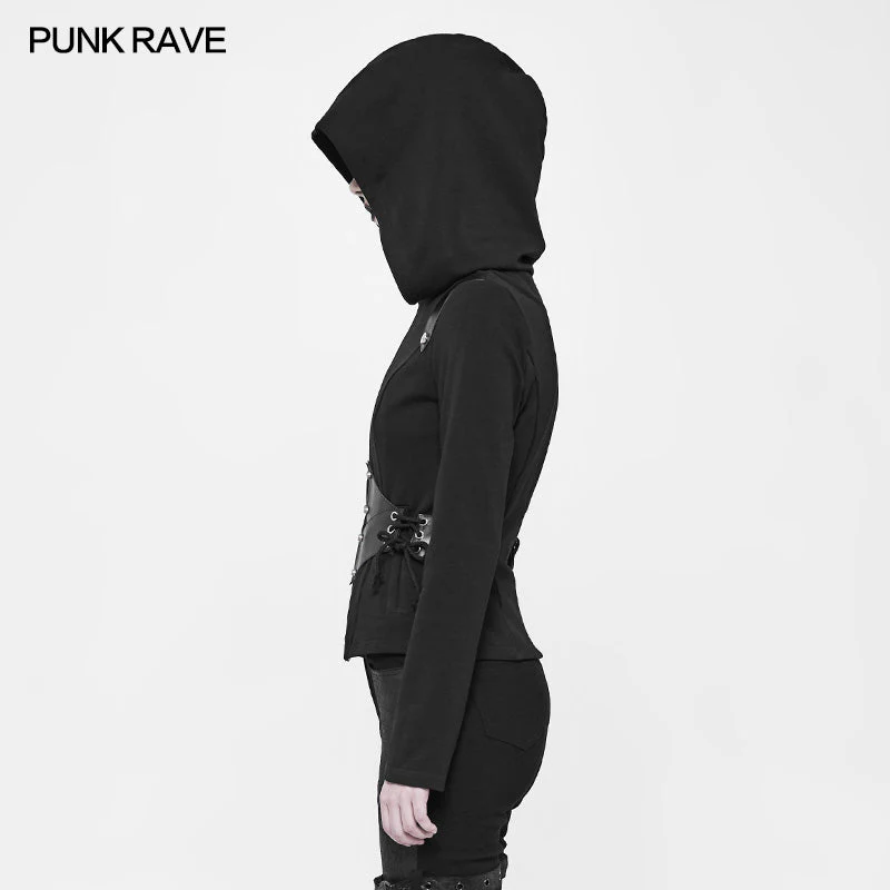 WY-903 Witch Short Hooded Cardigan Punk Sweater Coat - Image 2