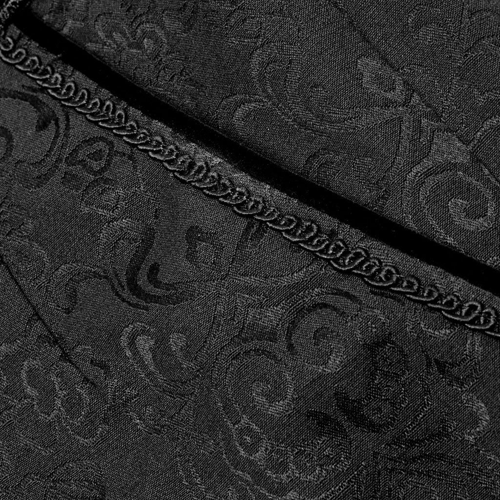 WK-403XCM Gothic Pants Elegant Textured Slim Fit Trousers Black - Image 30