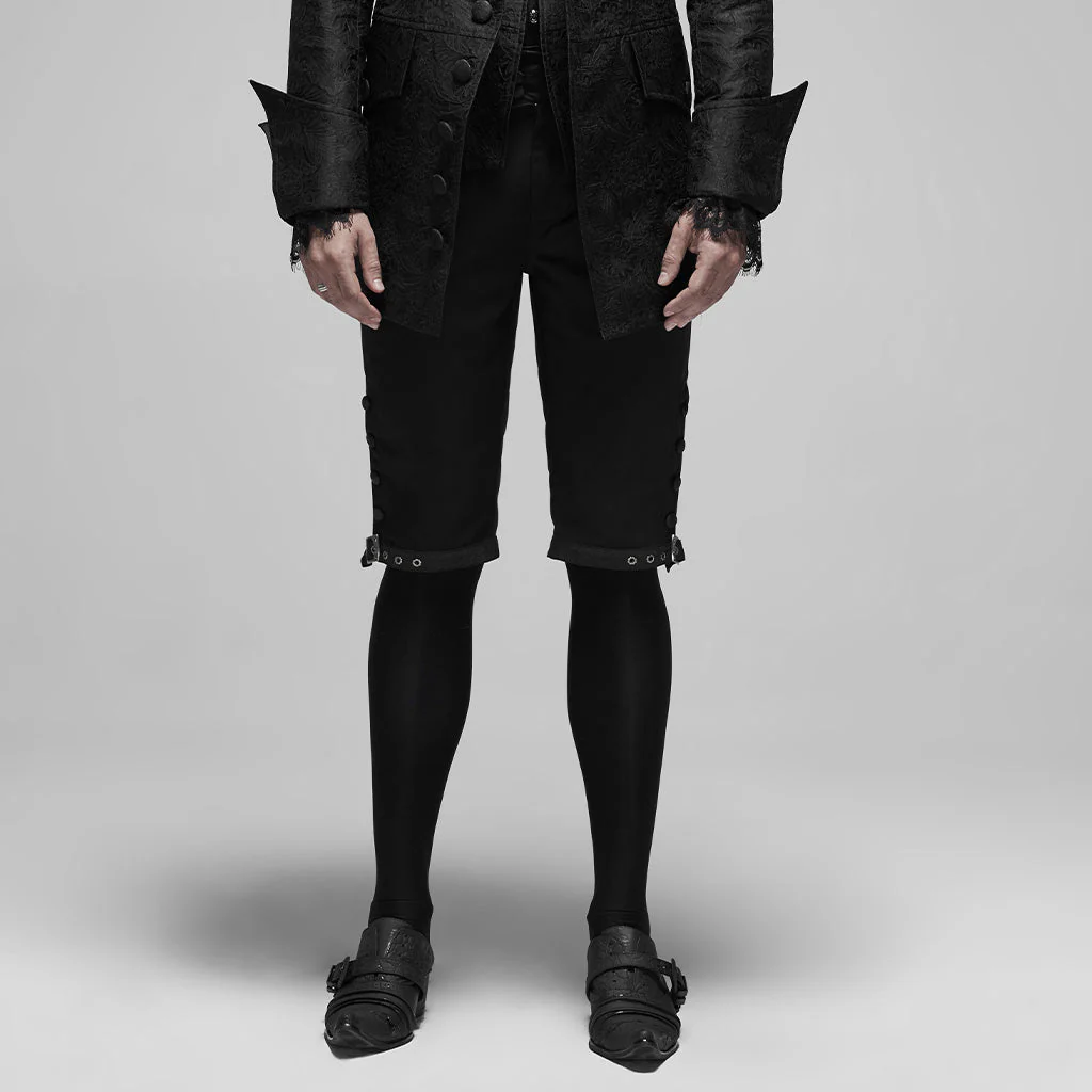 WK-405XDM Vintage Lace-Up Grey Punk Pants Knee-Length Buttons - Image 13
