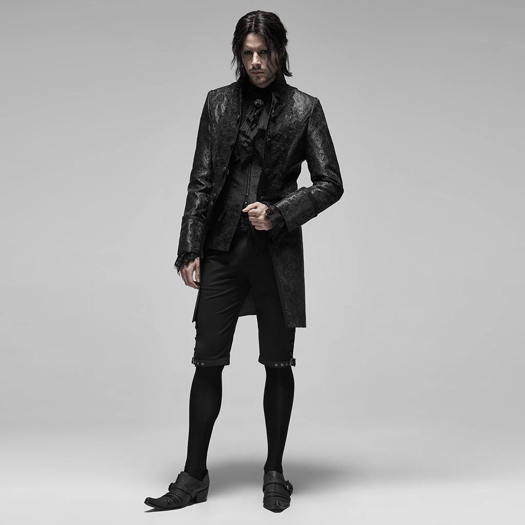 WK-405XDM Vintage Lace-Up Grey Punk Pants Knee-Length Buttons - Image 16