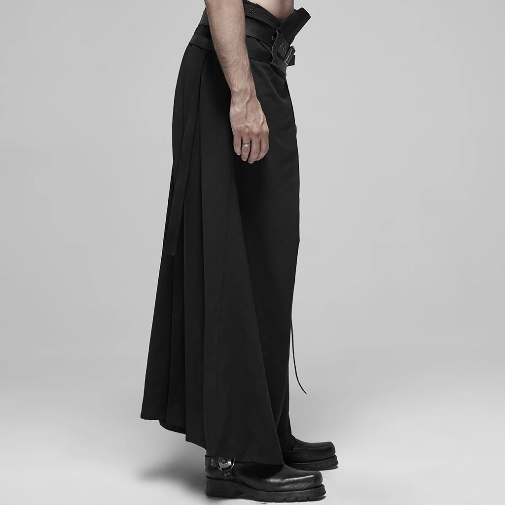 WK-413XCM Mens Gothic Warrior Pants with Adjustable Leather Straps - Image 4