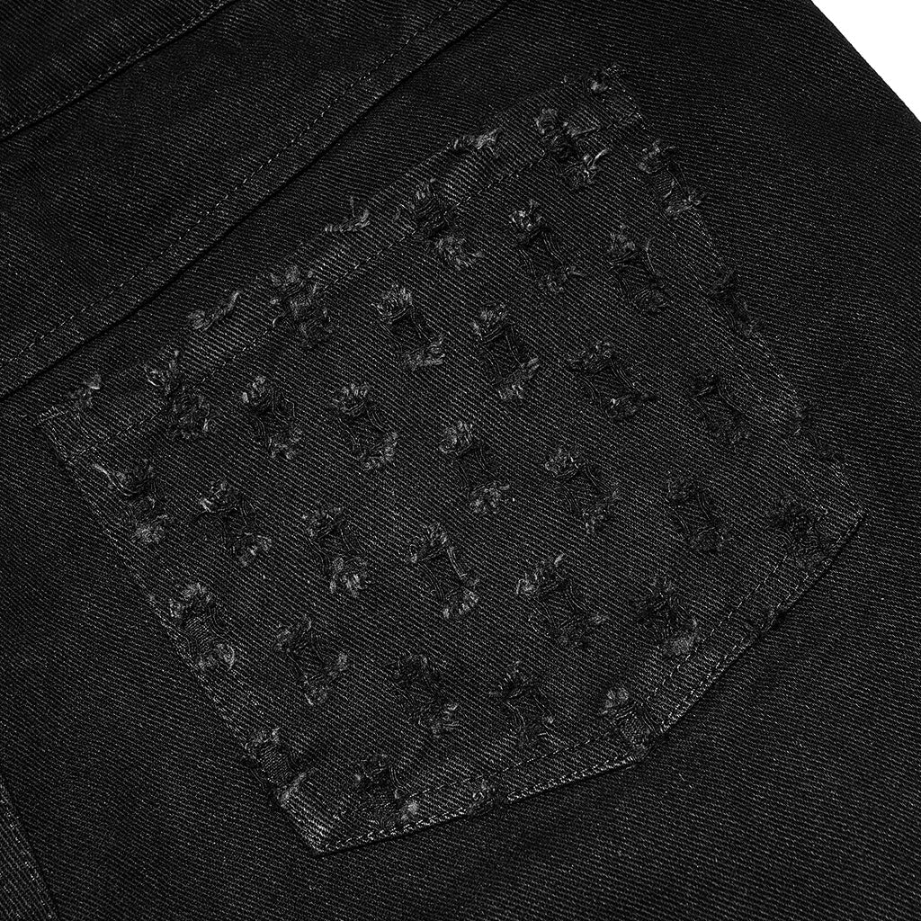 WK-494XCM Edgy Black Hole-Punctured Punk Pants with Zipper Accents - Image 10