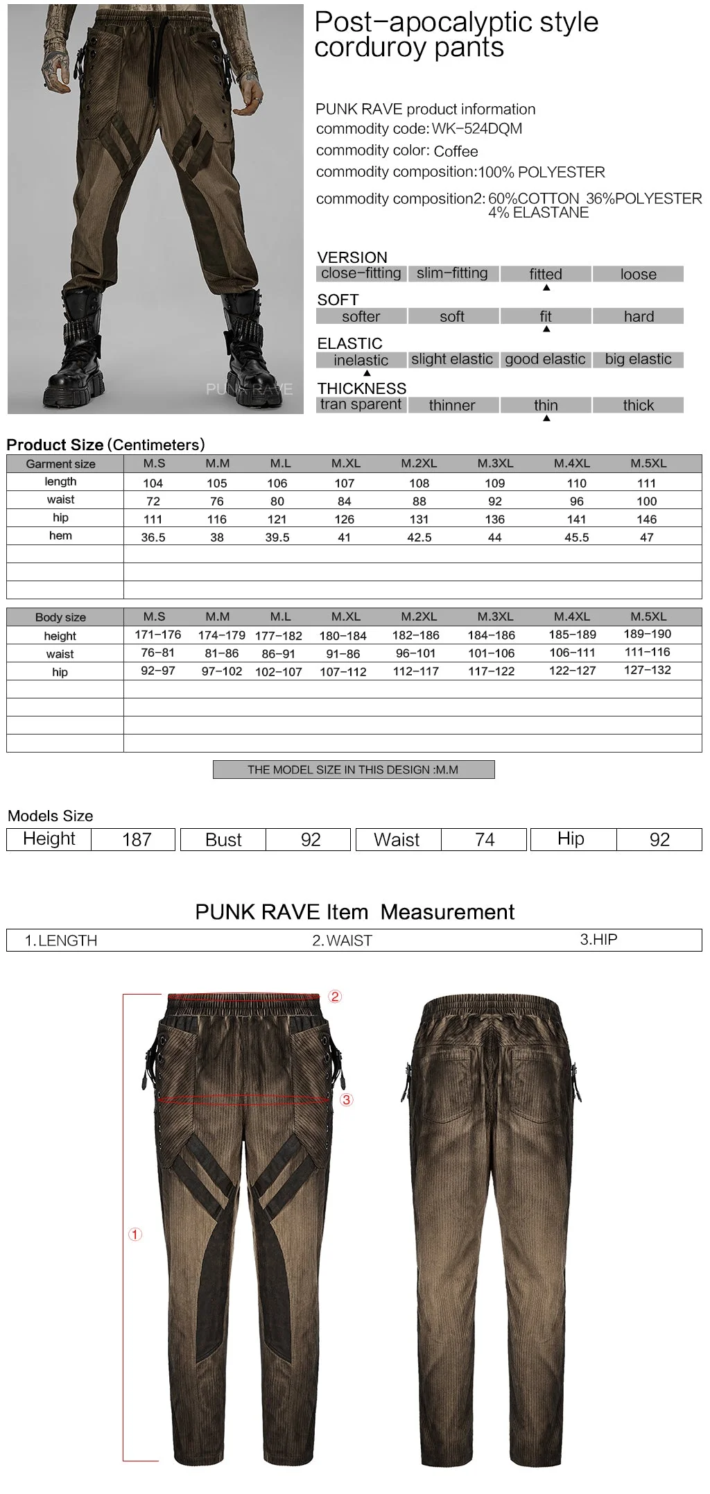 WK-524XCM black Post-Apocalyptic Punk Pants with Strap Details - Image 34