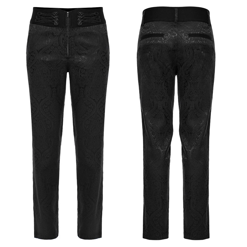 WK-589XCM Mens Gothic Jacquard Slim-Fit black Pants Elegant Design - Image 16