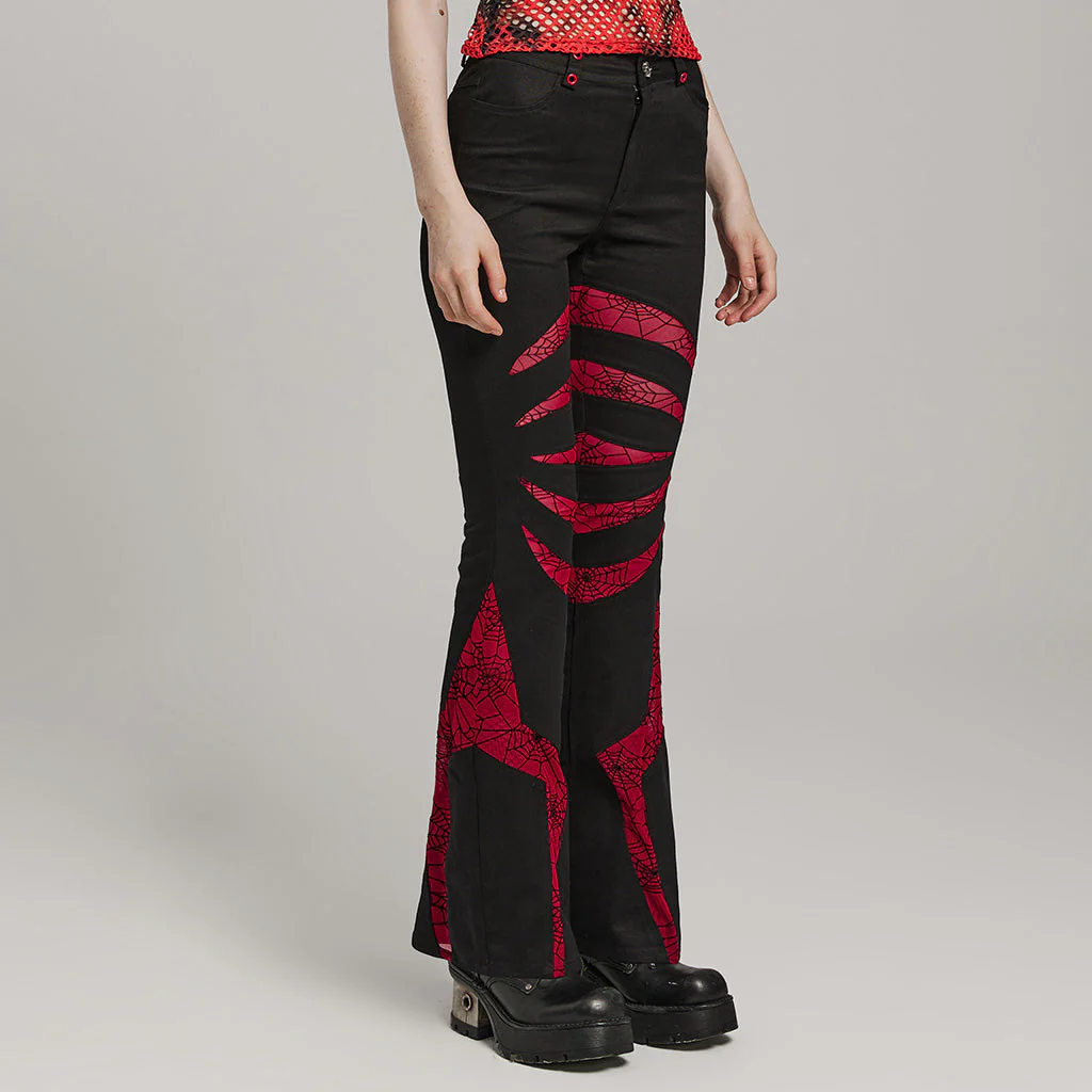 WK-595XCF Gothic Flared Pants with Mesh Cutouts and Pointed Details - Image 14