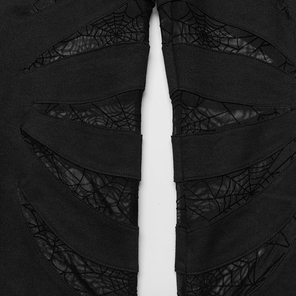 WK-595XCF Gothic Flared Pants with Mesh Cutouts and Pointed Details - Image 27