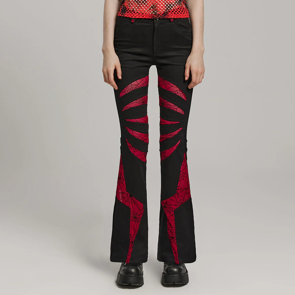 WK-595XCF Gothic Flared Pants with Mesh Cutouts and Pointed Details - Image 30