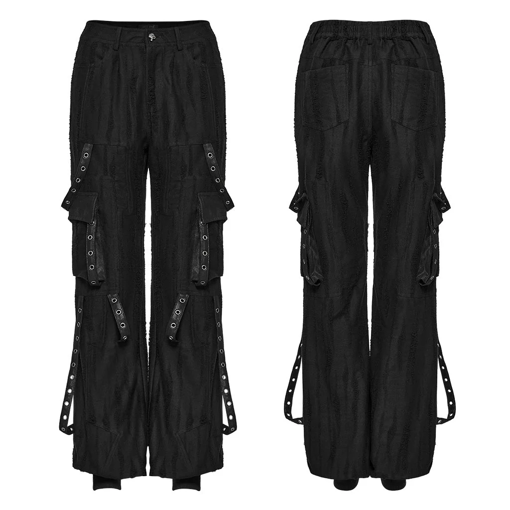 WK-596XCF Edgy Gothic Punk Pants with Straps and Buckle Details - Image 14