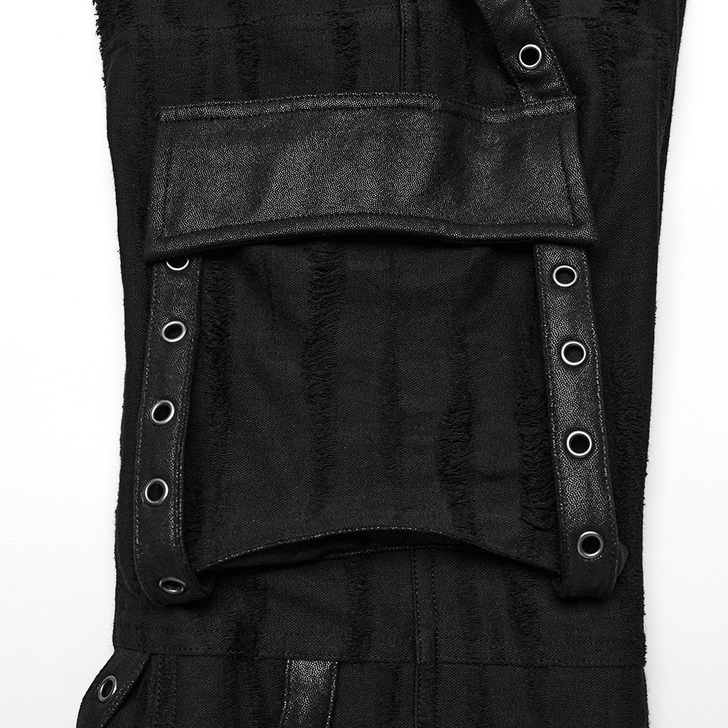 WK-596XCF Edgy Gothic Punk Pants with Straps and Buckle Details - Image 15
