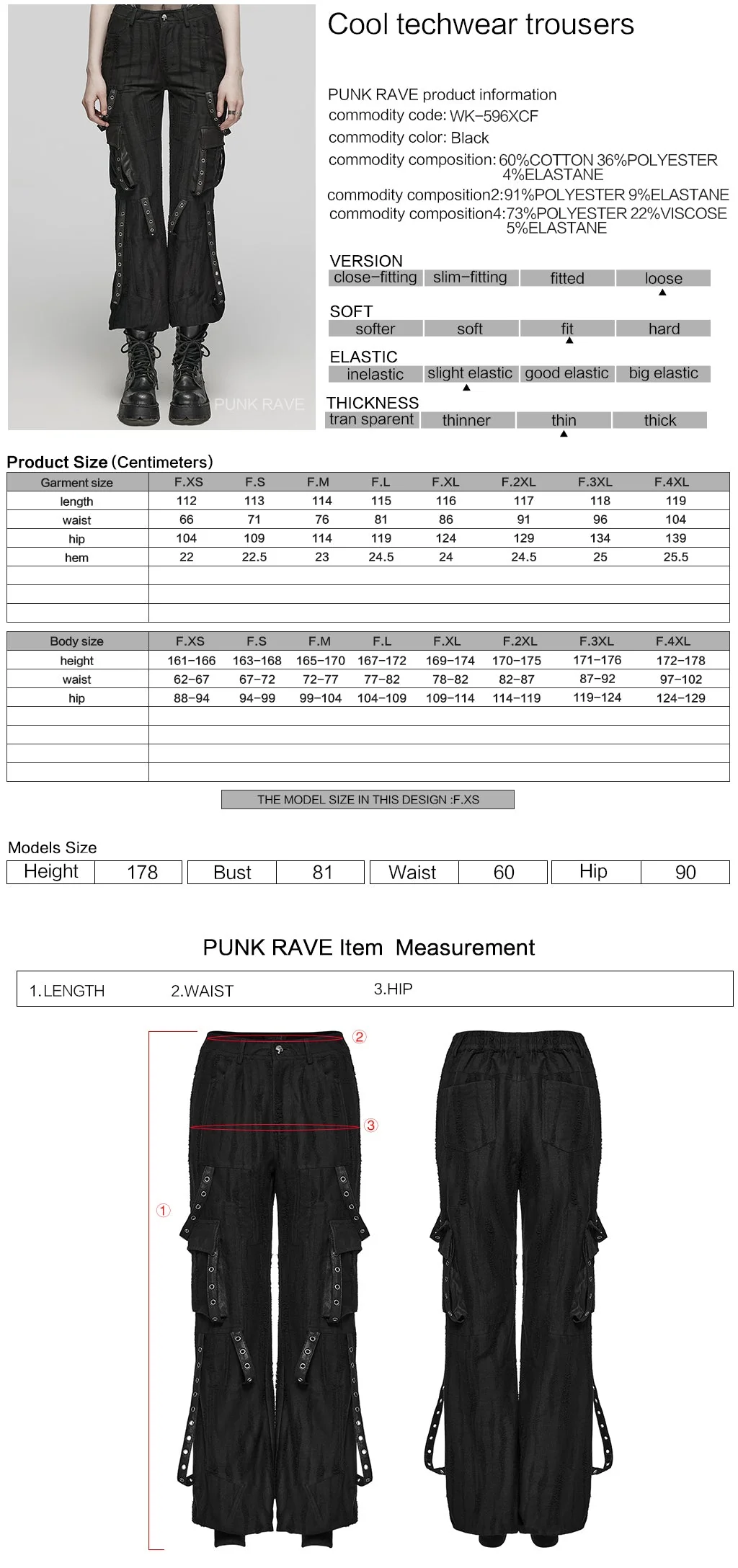 WK-596XCF Edgy Gothic Punk Pants with Straps and Buckle Details - Image 2