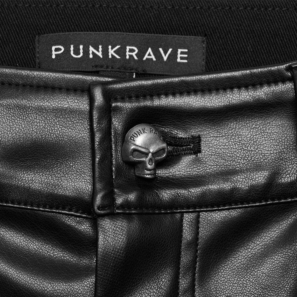 WK-598PCM Edgy Faux Leather Punk Pants with Buckles and Zipper Details - Image 8