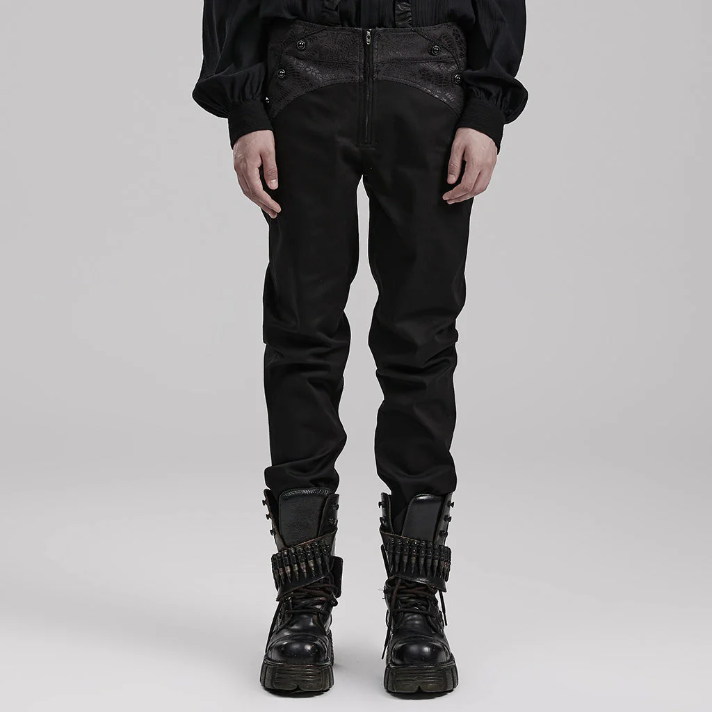 WK-601XCM Gothic Slim Fit black Pants With Lace Details - Image 11