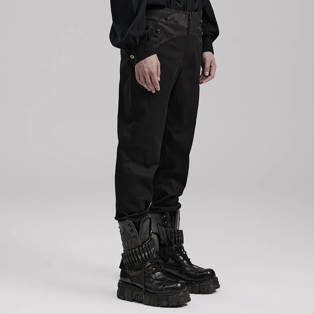 WK-601XCM Gothic Slim Fit black Pants With Lace Details - Image 13
