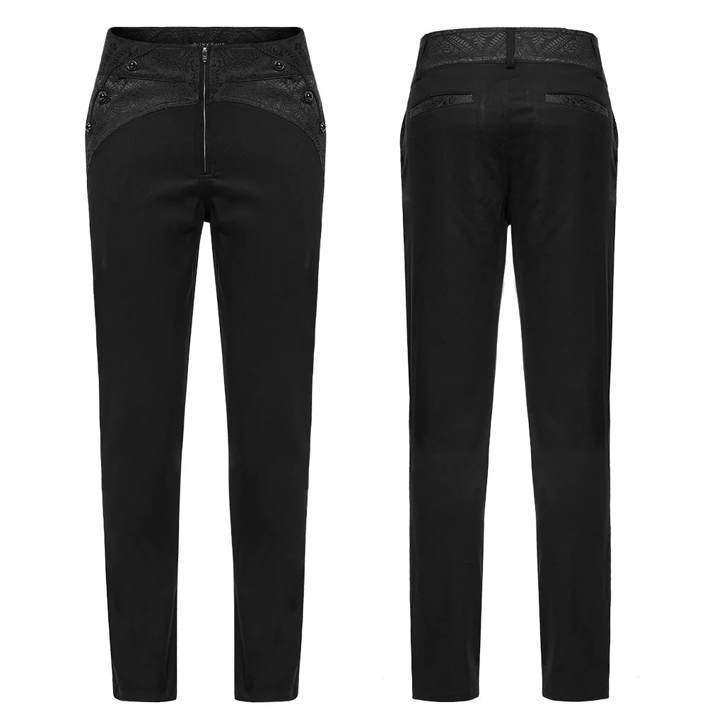 WK-601XCM Gothic Slim Fit black Pants With Lace Details - Image 16