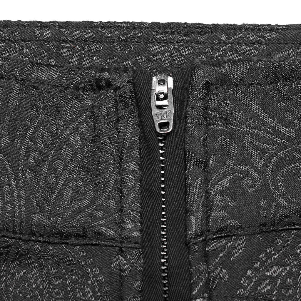 WK-601XCM Gothic Slim Fit black Pants With Lace Details - Image 17