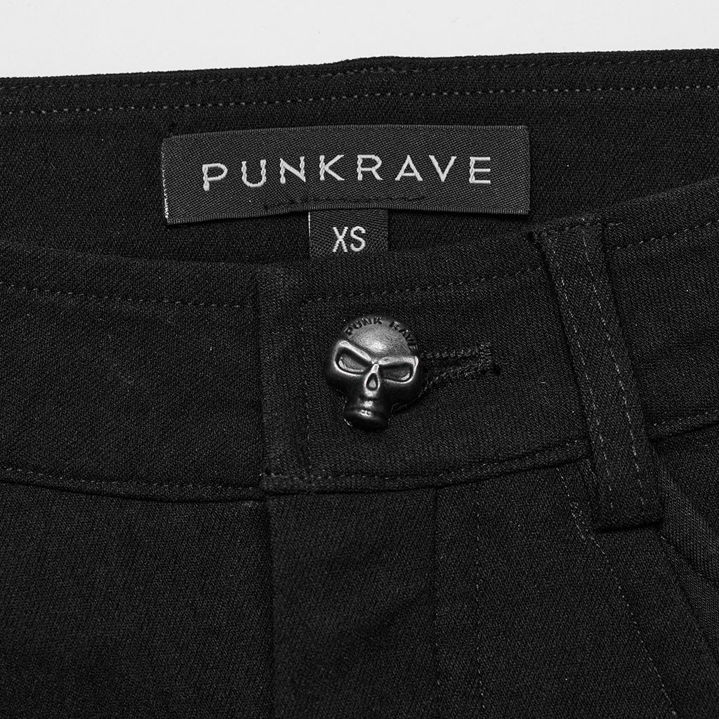 WK-603XCF Gothic Asymmetric Punk Pants with Mesh and Buckle Details - Image 18