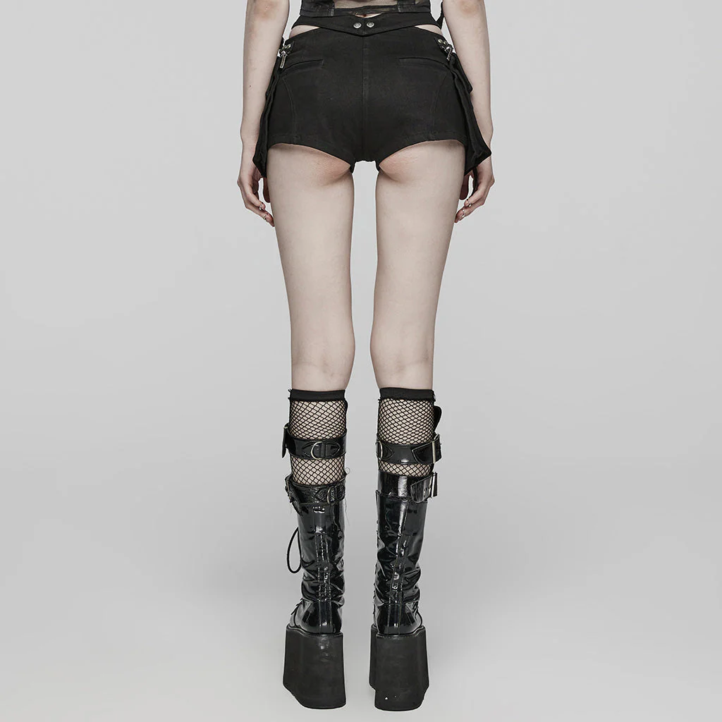 WK-604NDF Edgy black Cargo Punk Pants with Rivet Detailing - Image 13