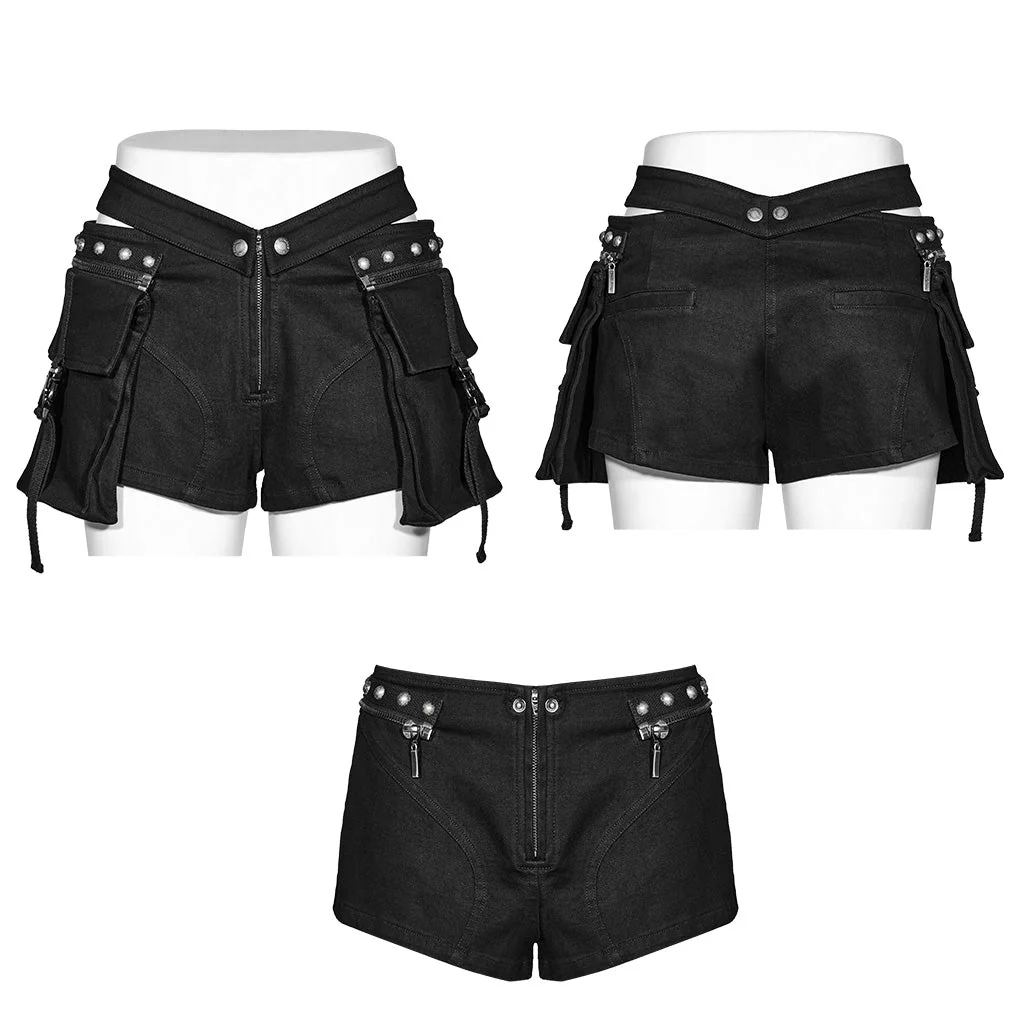 WK-604NDF Edgy black Cargo Punk Pants with Rivet Detailing - Image 15
