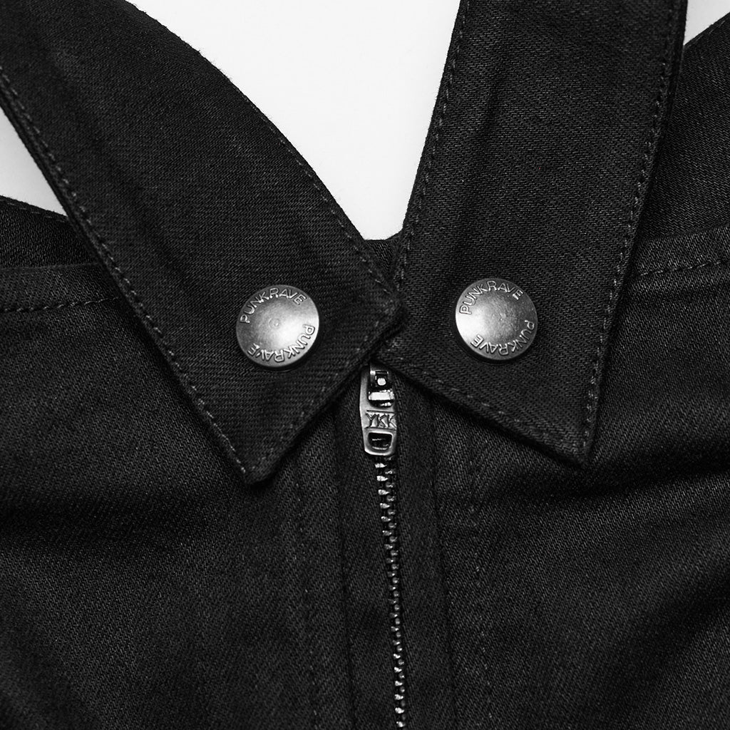 WK-604NDF Edgy black Cargo Punk Pants with Rivet Detailing - Image 7