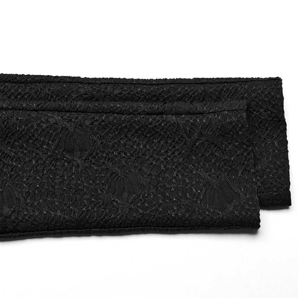 WK-605DDF Gothic Pants Lace Detail High-Waist Slim-Fit Textured Leggings - Image 29