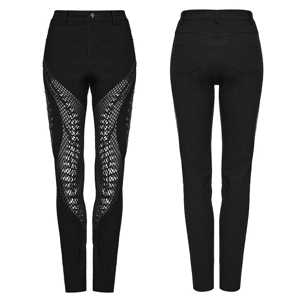 WK-606XCF Mesh Panel Punk Pants with Burnt Pattern Design - Image 26