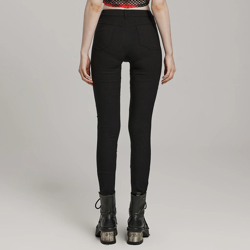 WK-606XCF Mesh Panel Punk Pants with Burnt Pattern Design - Image 4
