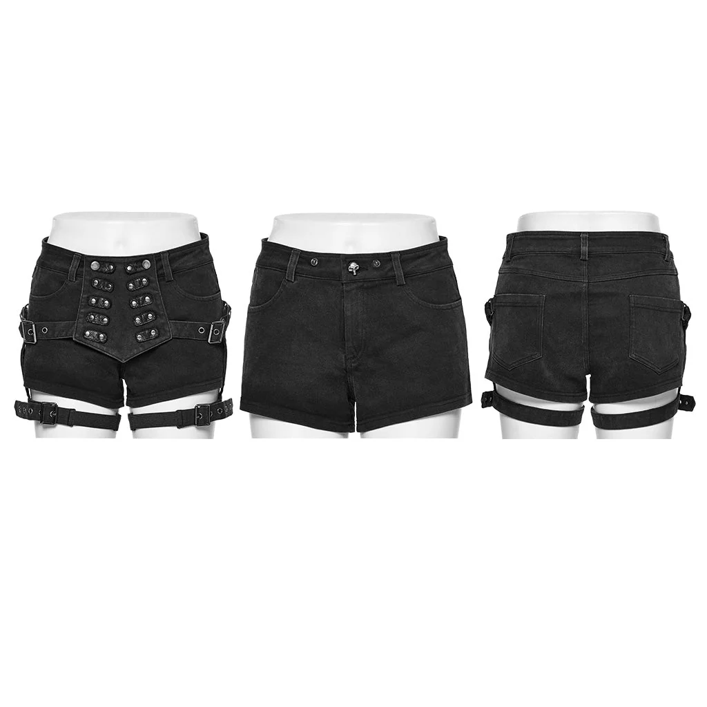 WK-608NDF Gothic Lace-Up High Waist Punk Pants with Straps - Image 6
