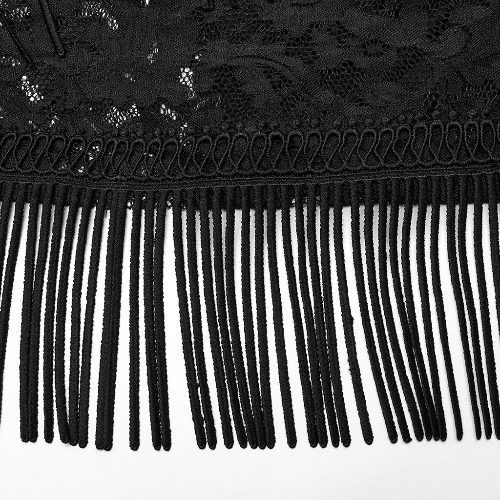 WK-610XCF Elegant Lace Flare Gothic Pants with Fringe Detailing - Image 18