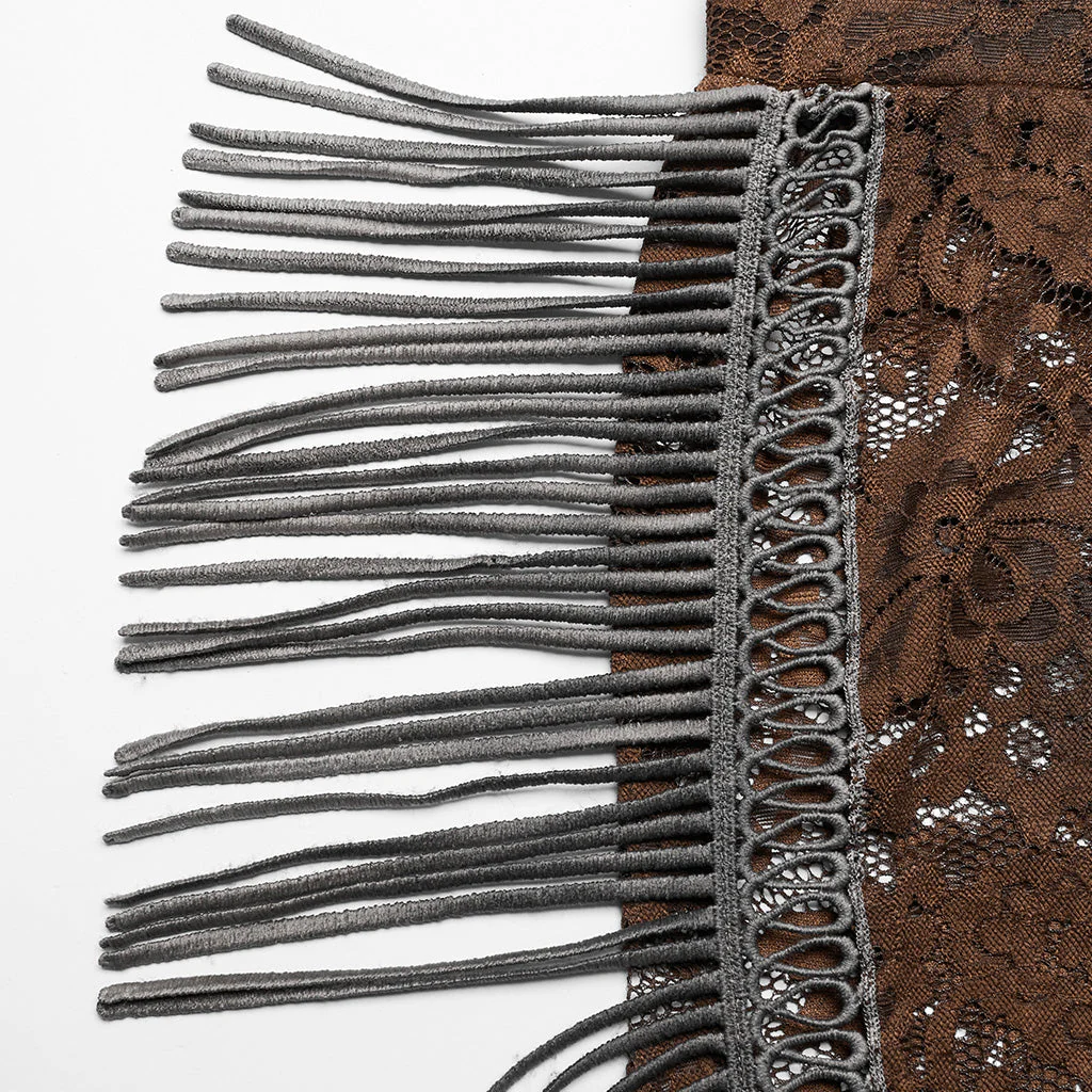 WK-610XCF Elegant Lace Flare Gothic Pants with Fringe Detailing - Image 26