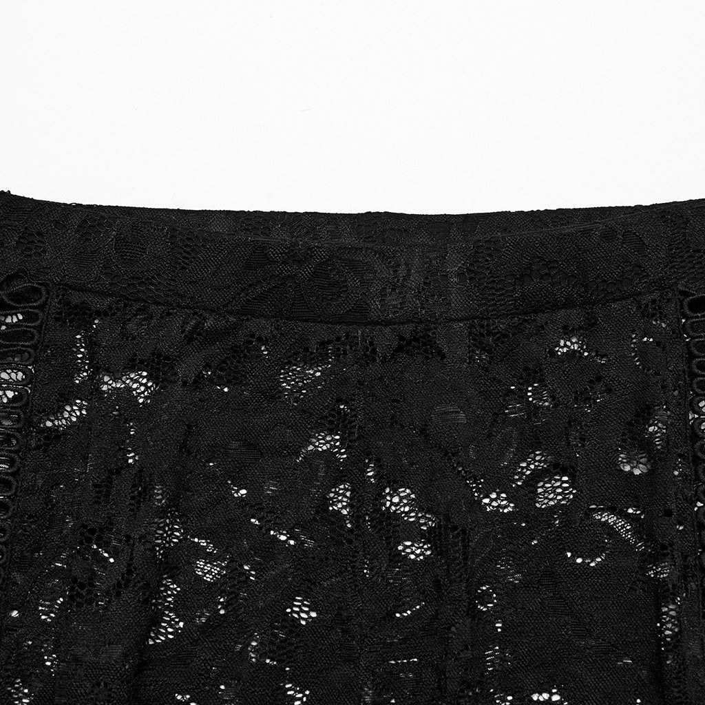 WK-610XCF Elegant Lace Flare Gothic Pants with Fringe Detailing - Image 7