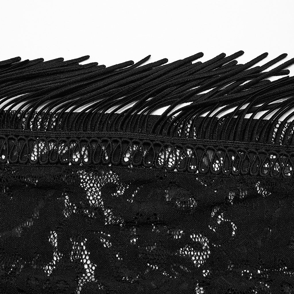 WK-610XCF Elegant Lace Flare Gothic Pants with Fringe Detailing - Image 9
