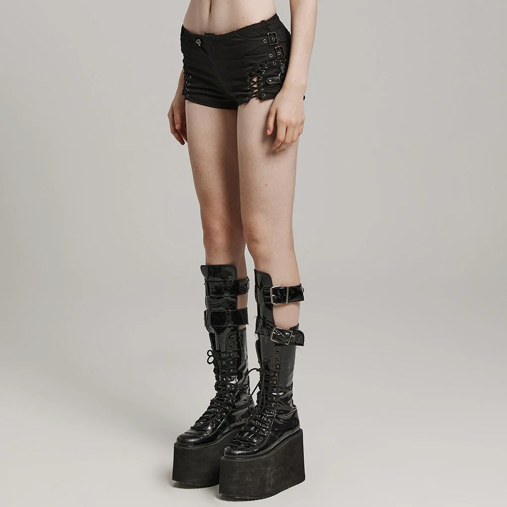 WK-616XDF Edgy Low Waist Lace-Up Gothic Punk Pants - Image 12