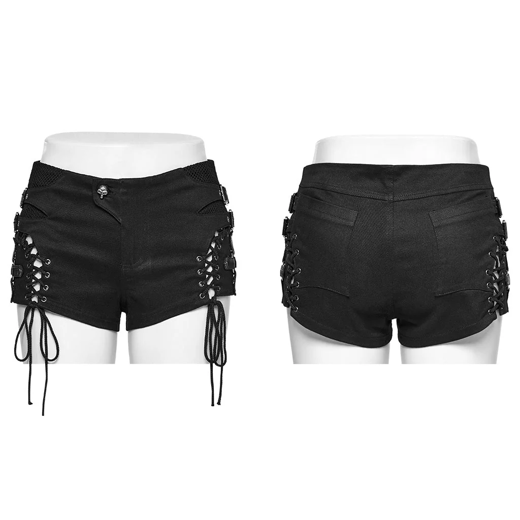WK-616XDF Edgy Low Waist Lace-Up Gothic Punk Pants - Image 15