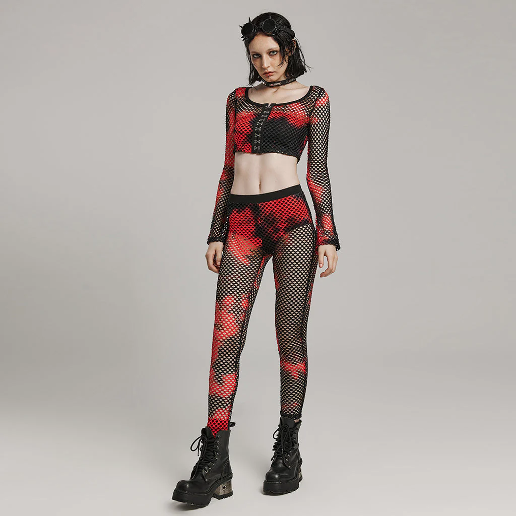 WK-617DDF Edgy Fishnet Punk Pants with Elastic Fit Design - Image 21