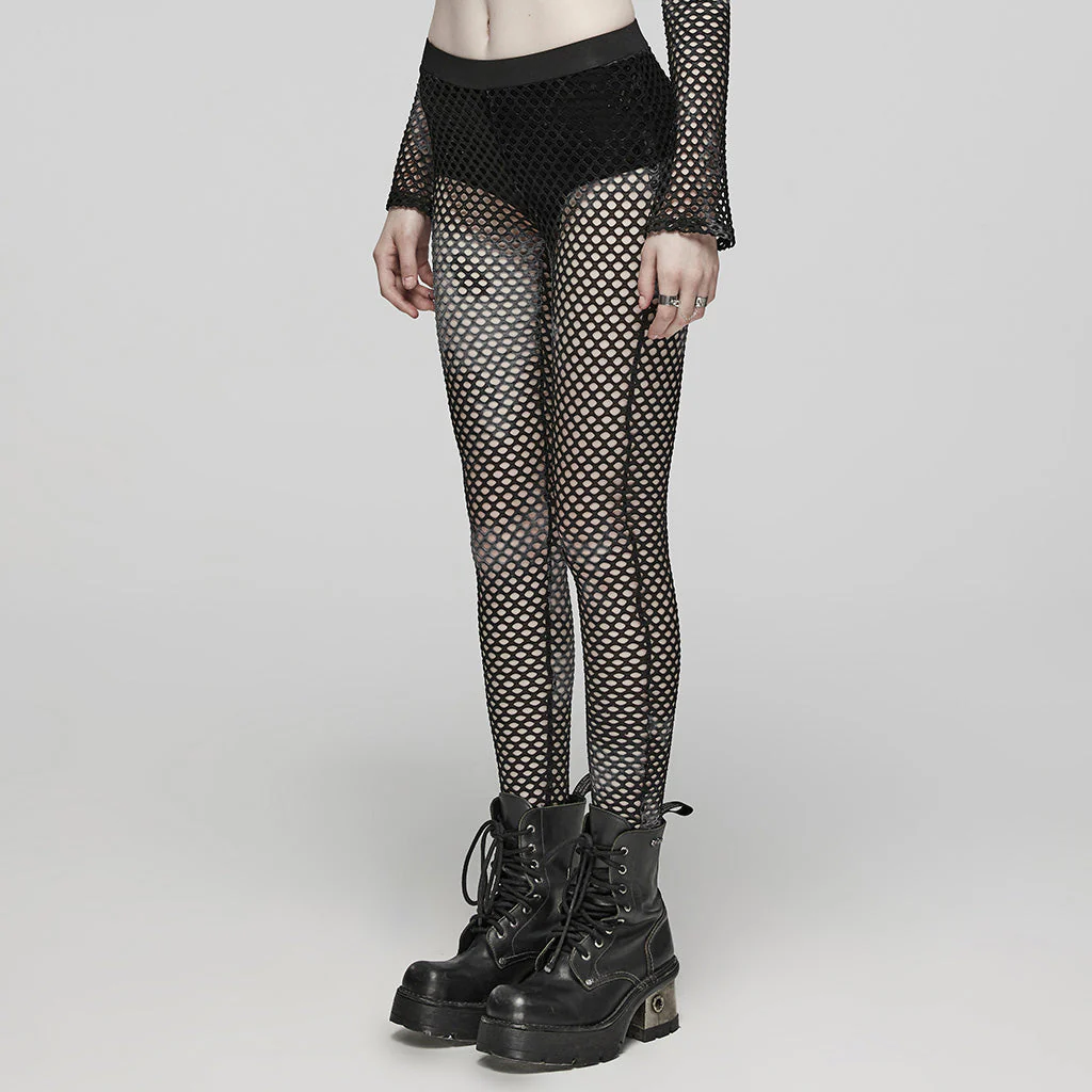 WK-617DDF Edgy Fishnet Punk Pants with Elastic Fit Design - Image 28