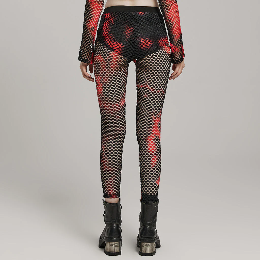 WK-617DDF Edgy Fishnet Punk Pants with Elastic Fit Design - Image 43