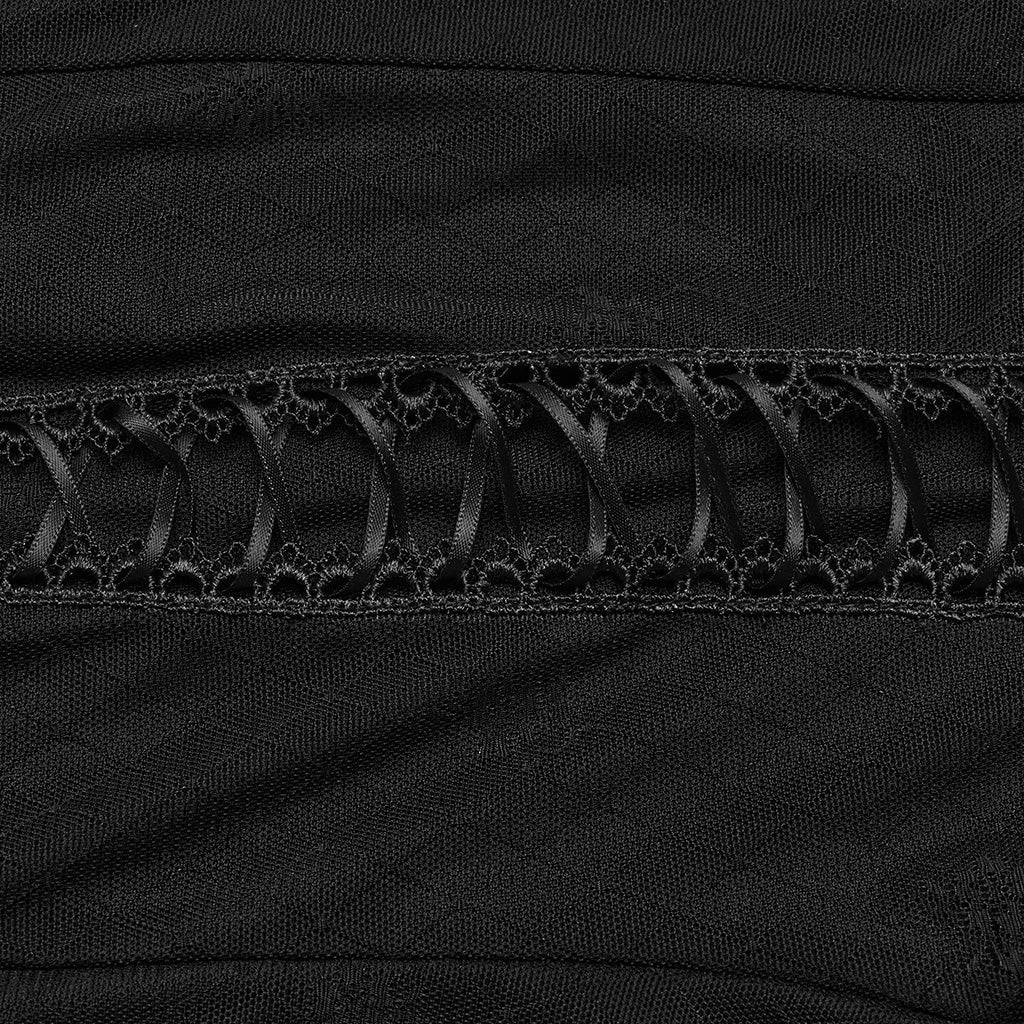 WK-620DDF Lace-Up black Mesh Gothic Pants With Faux Garter Detail - Image 10