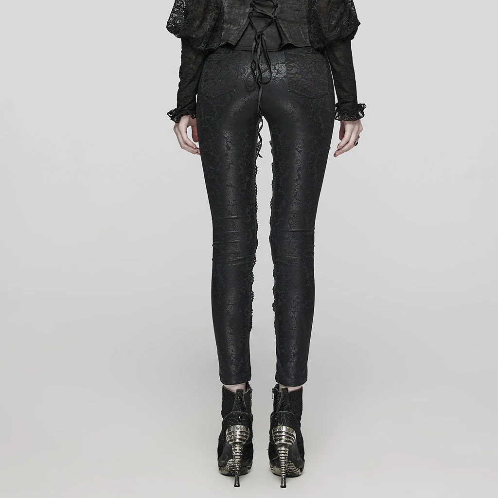 WK-622XCF Edgy Lace Mesh Gothic Pants with Intricate Side Details - Image 14