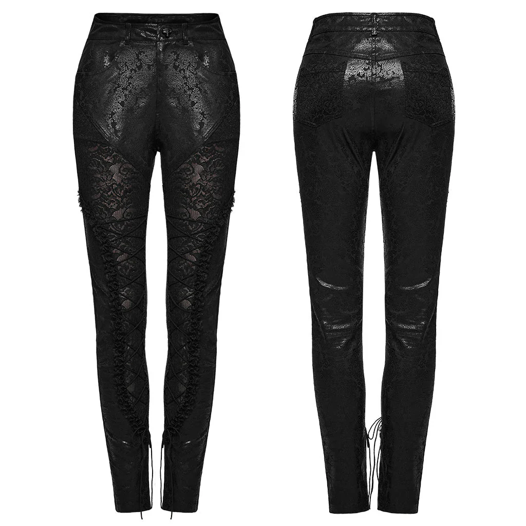 WK-622XCF Edgy Lace Mesh Gothic Pants with Intricate Side Details - Image 16