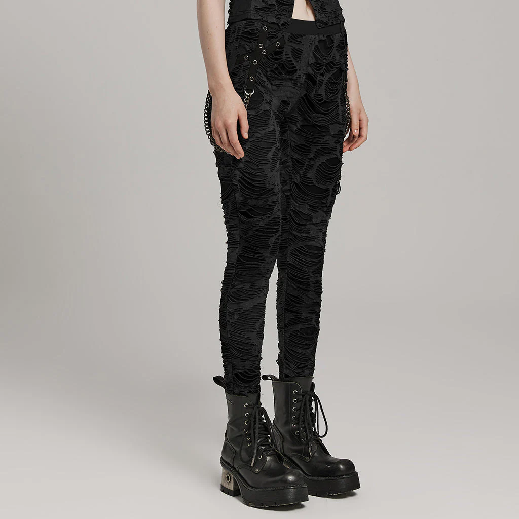 WK-623DDF Grunge Camouflage Punk Pants with Textured Layered Design - Image 13