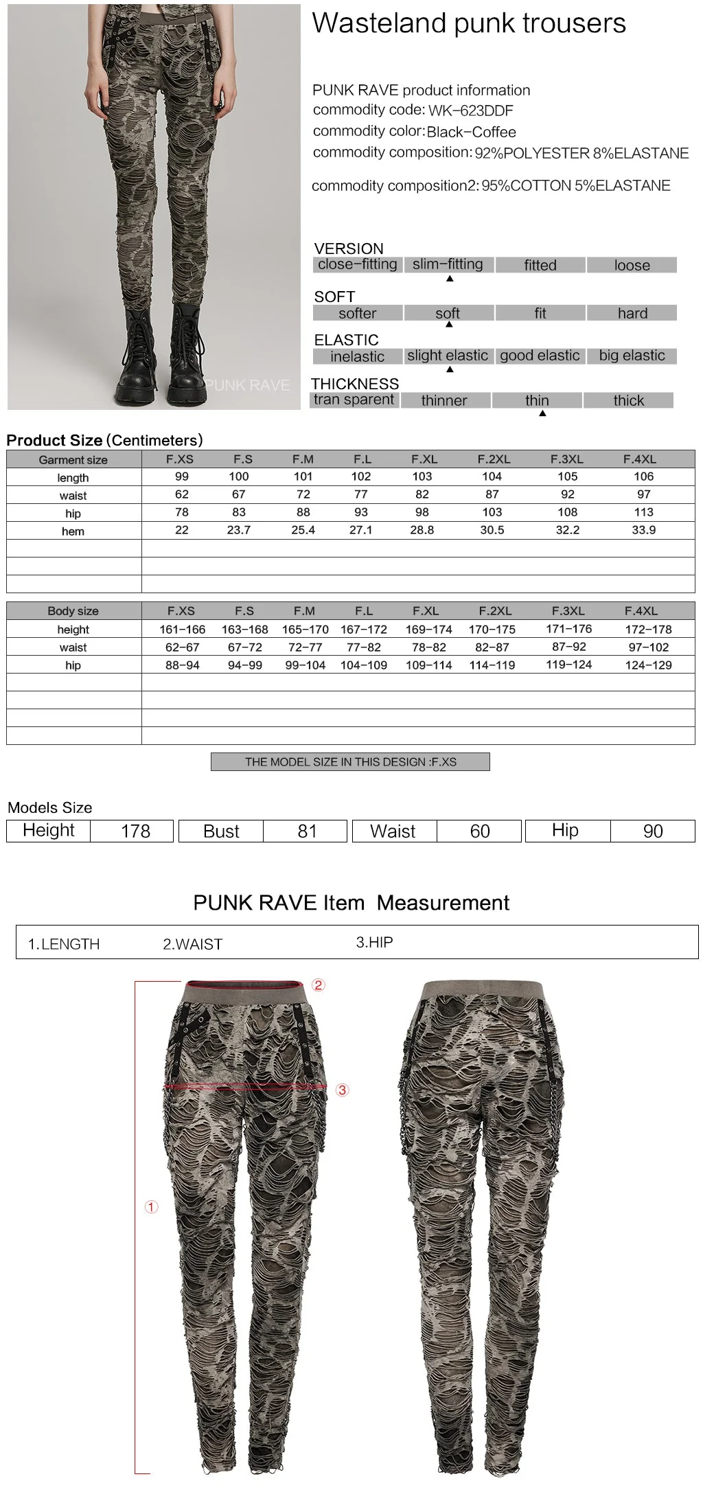 WK-623DDF Grunge Camouflage Punk Pants with Textured Layered Design - Image 2