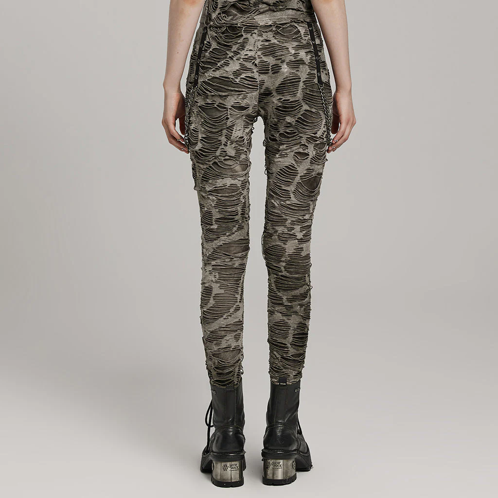 WK-623DDF Grunge Camouflage Punk Pants with Textured Layered Design - Image 22