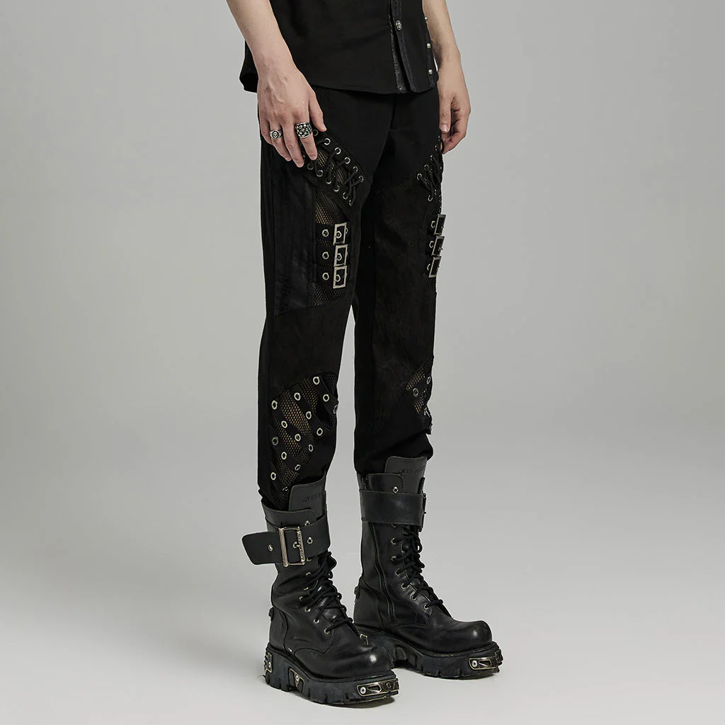 WK-629XCM Gothic Buckle Strap Punk Pants with Lace-Up Details - Image 13