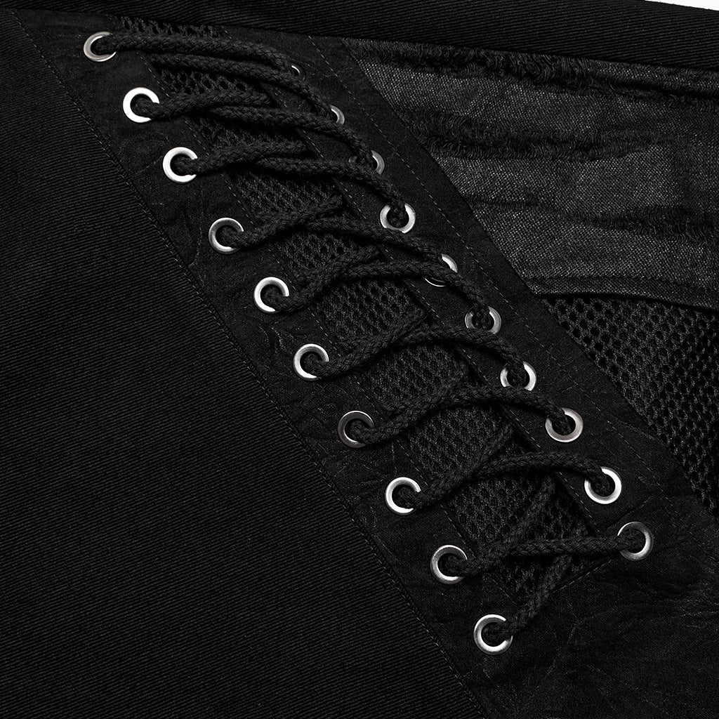 WK-629XCM Gothic Buckle Strap Punk Pants with Lace-Up Details - Image 17