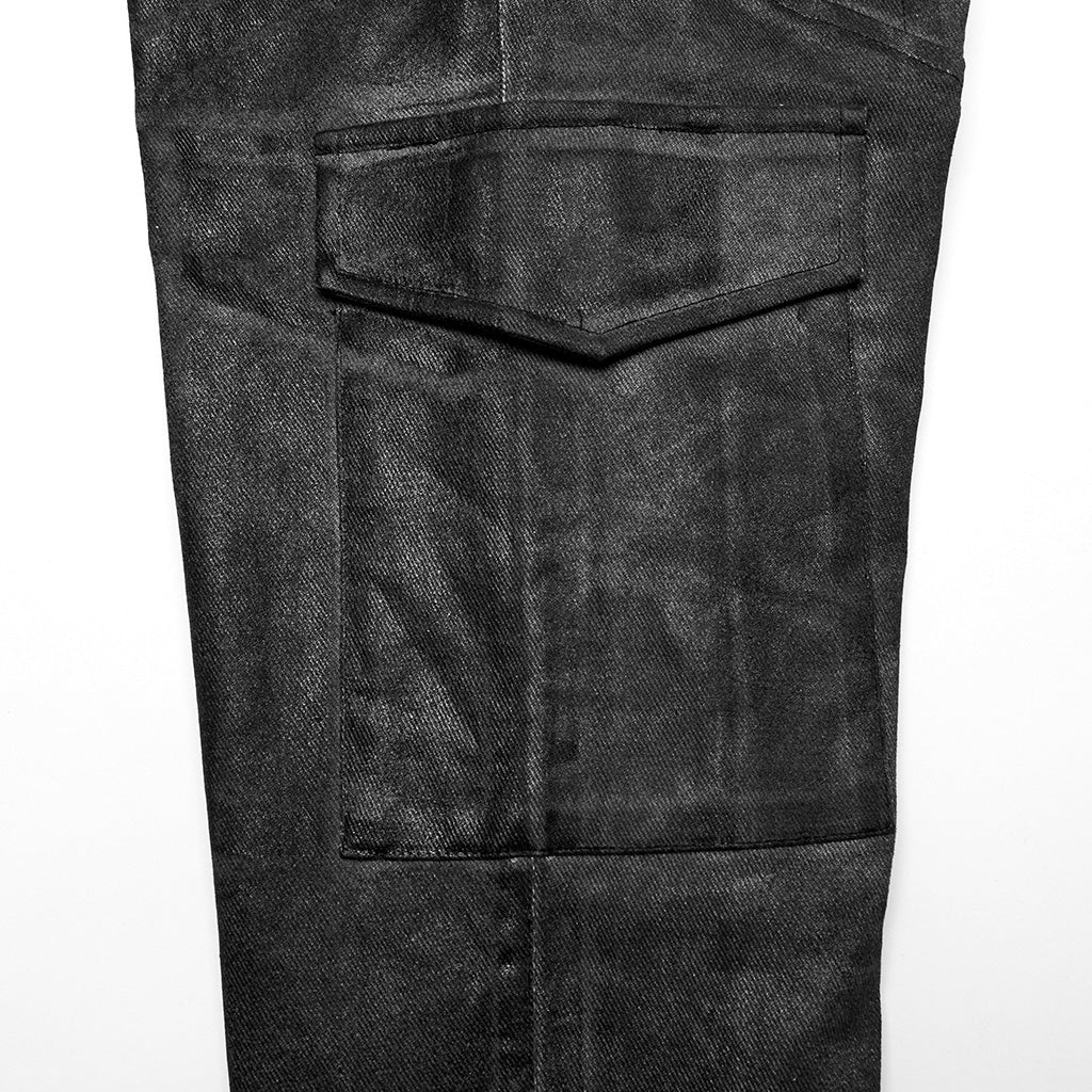 WK-631NCM Edgy black Gray Slim-Fit Punk Pants with Lace Details - Image 28