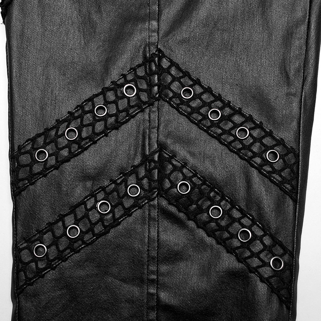 WK-633XCM Gothic Moto Punk Pants with Rivets and Mesh Accents - Image 10