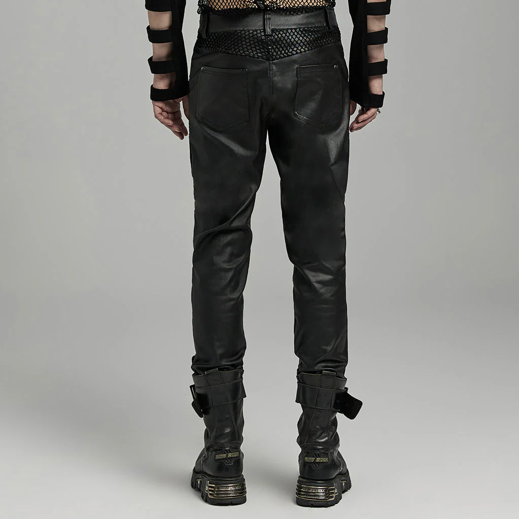 WK-633XCM Gothic Moto Punk Pants with Rivets and Mesh Accents - Image 14